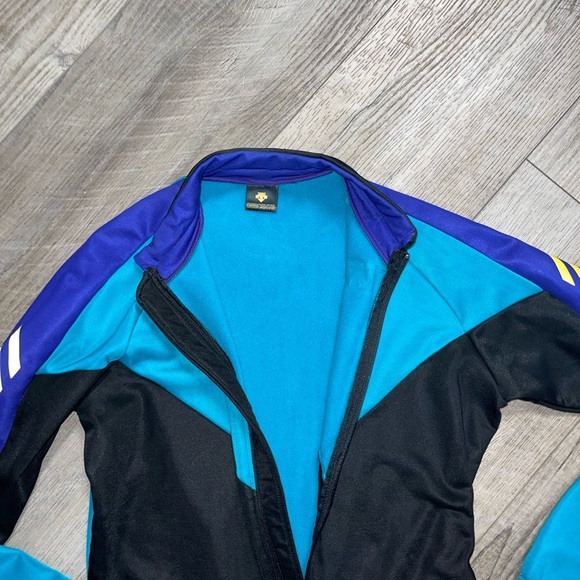 Vintage Descente Cycling reflective bicycle jacket full zip black teal purple m - Picture 4 of 8